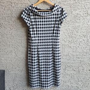Jones New York Houndstooth Patterned Dress Cowl Neck Size 8